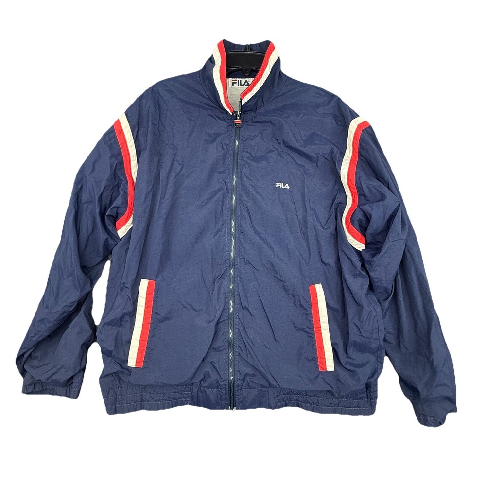 Vintage FILA Full Zip‎ Windbreaker Jacket Mens 2XL Blue Color Block